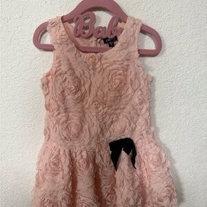 Zunie Pink Rosette Kids Dress with Black Bow